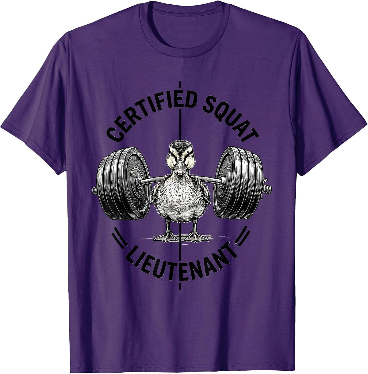 Men's Certified Squat Lieutenant Funny Animal Weightlifting Gym T-Shirt - Purple