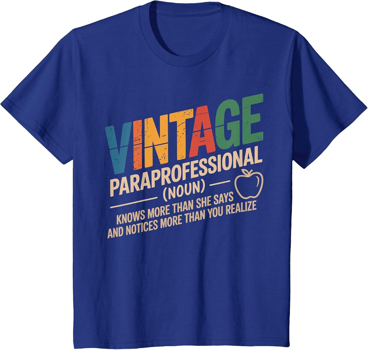 Funny Paraprofessional Teacher Vintage Style 60s 70s 80s T-Shirt - Royal Blue