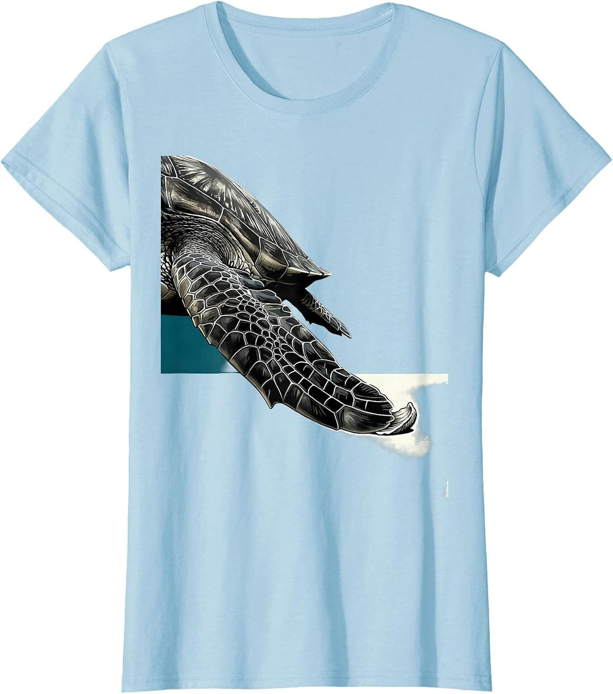 Paddle Flipper Sea Turtle Ocean Animal Lover Artwork T-Shirt - Baby Blue