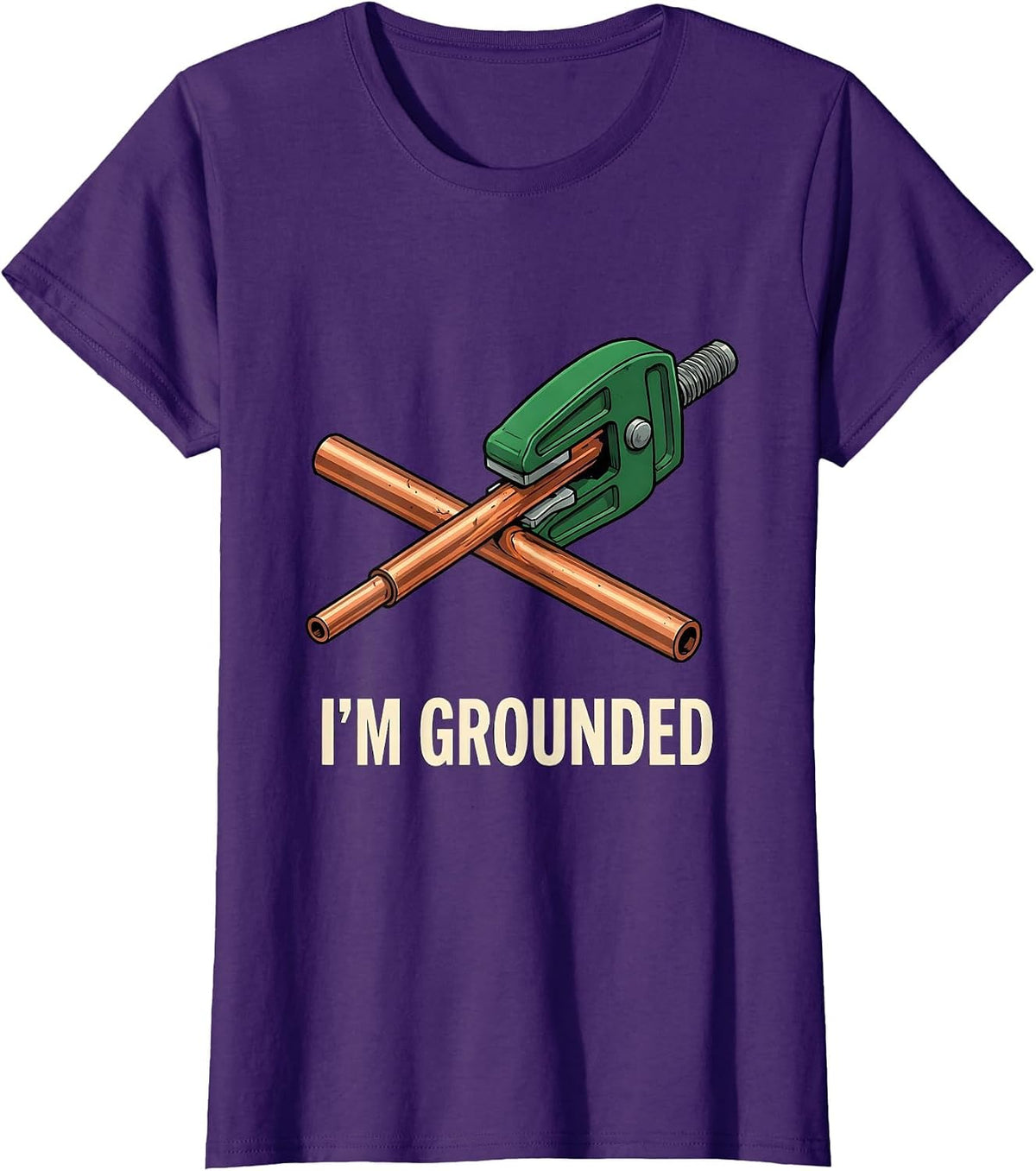Women's I'm Grounded Funny Electrician Engineer Tech Worker Deadpan T-Shirt - Purple