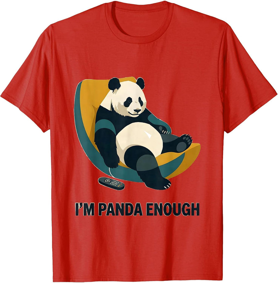 Men's I’m Panda Enough Funny Panda Lover Animal Humor T-Shirt - Red