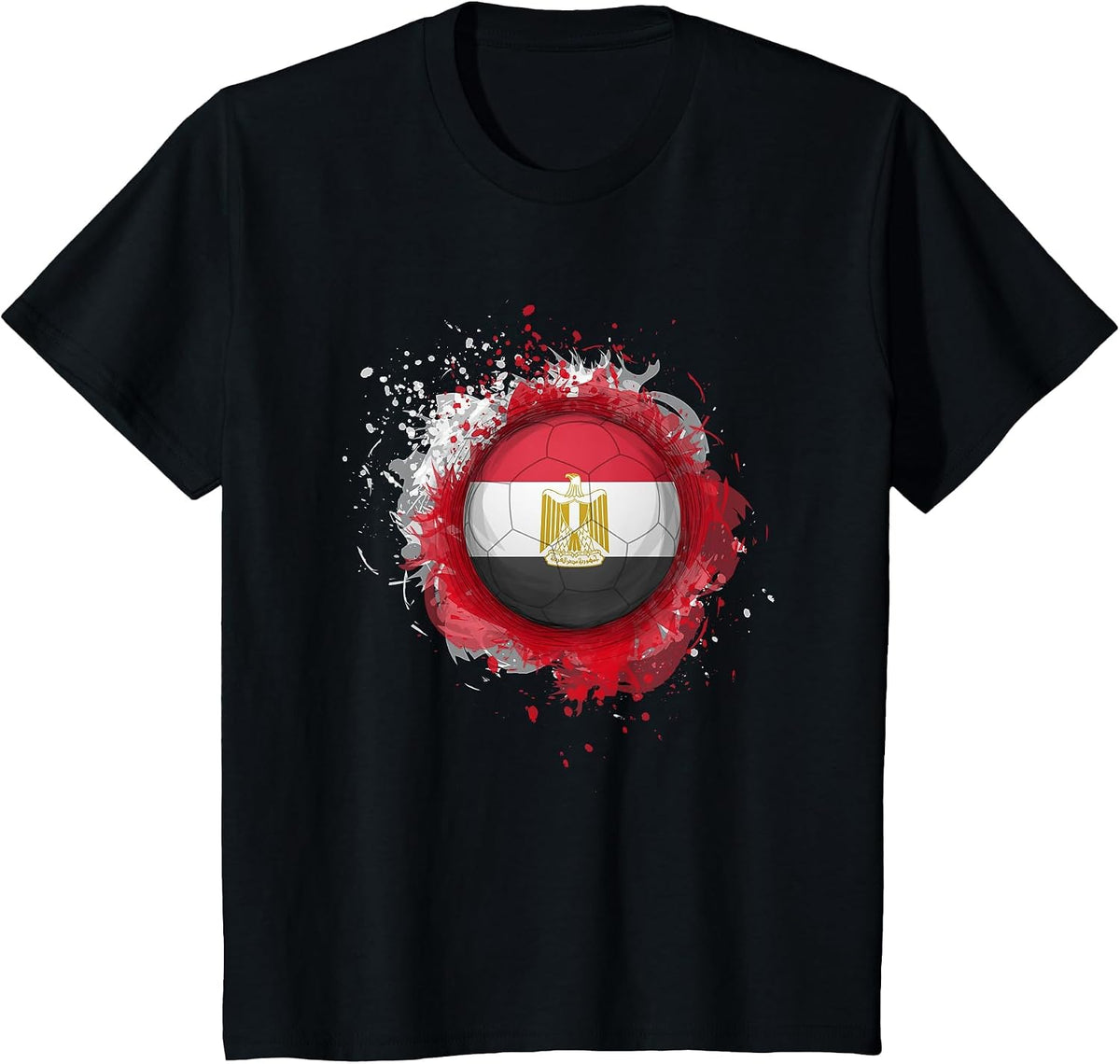 Proud Heritage Egypt Flag Soccer Ball T-Shirt - Black