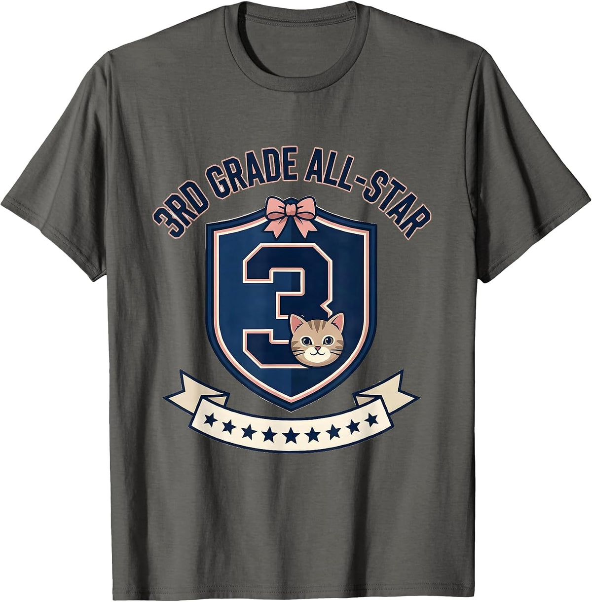 Men's 3rd Grade All-Star Cute Kitten Girls Back to School T-Shirt - Asphalt Grey