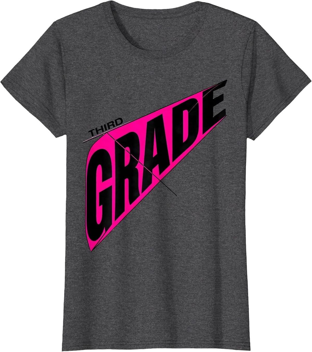 Women's Third Grade New Wave Typography Back To School Girl T-Shirt - Dark Heather Grey