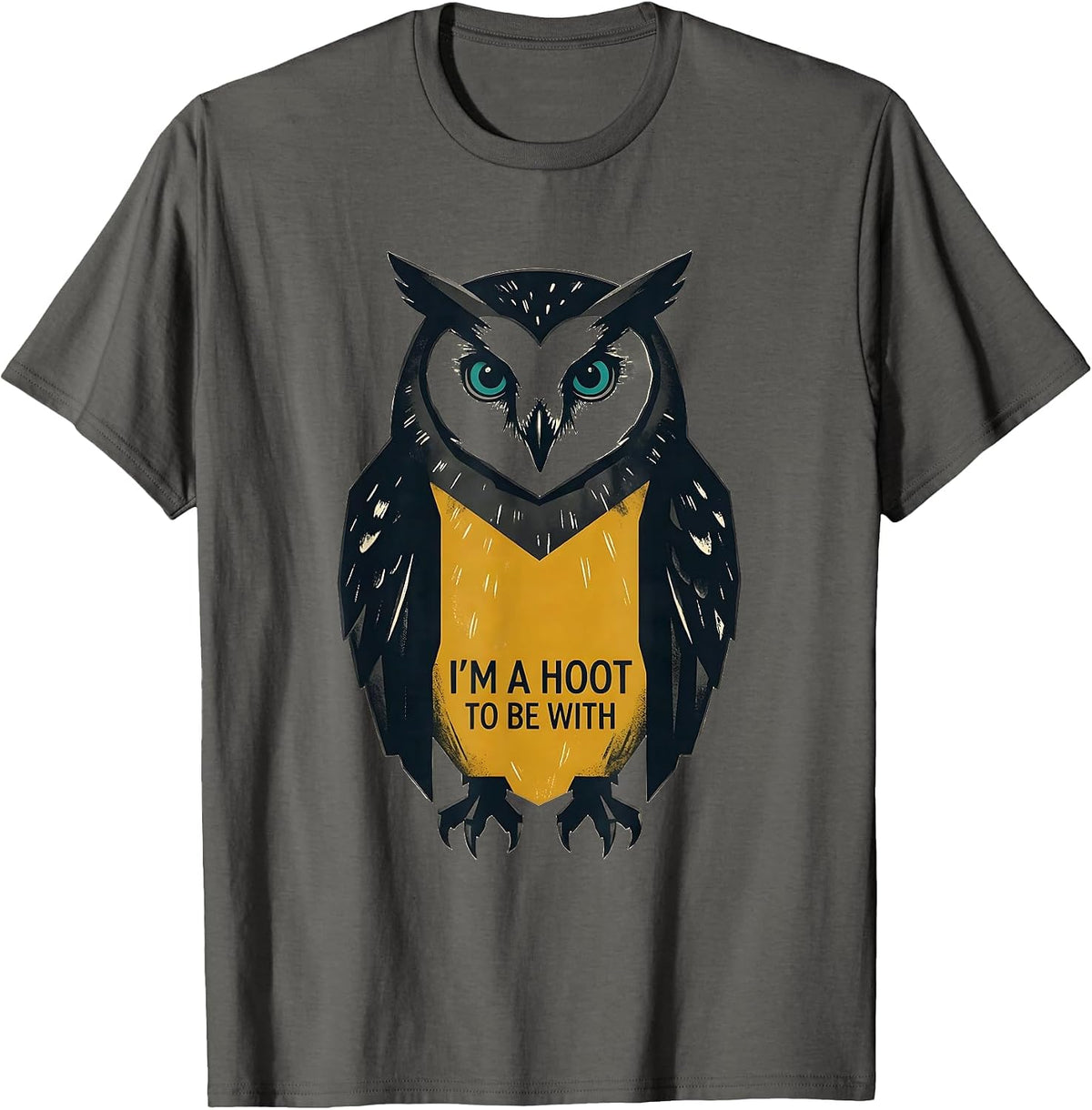 Men's I'm A Hoot To Be With Midcentury Modern Owl Lover Humor T-Shirt - Asphalt Grey