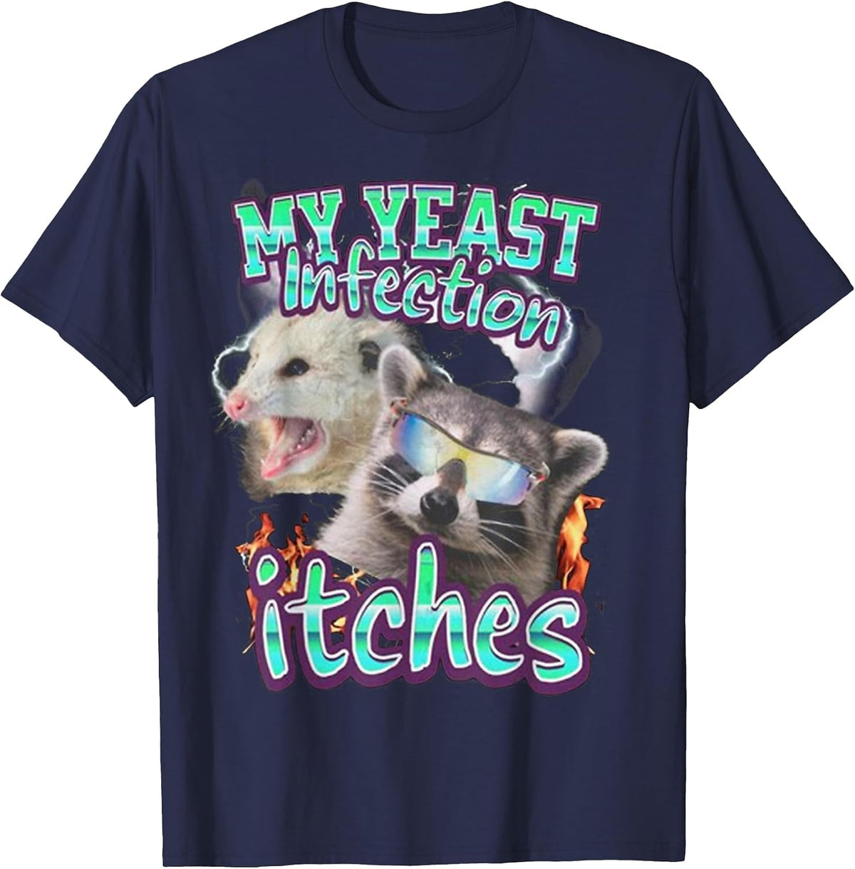 My Yeast Infection Itches Opossum Raccoon T-Shirt - Navy Blue