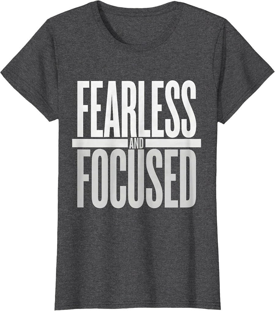 Women's Fearless and Focused Do It Lady Empowerment Design T-Shirt - Dark Heather Grey