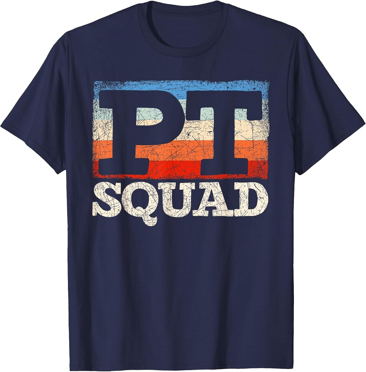 Retro Therapist PT Squad Physiotherapy Physical Therapy T-Shirt - Navy Blue
