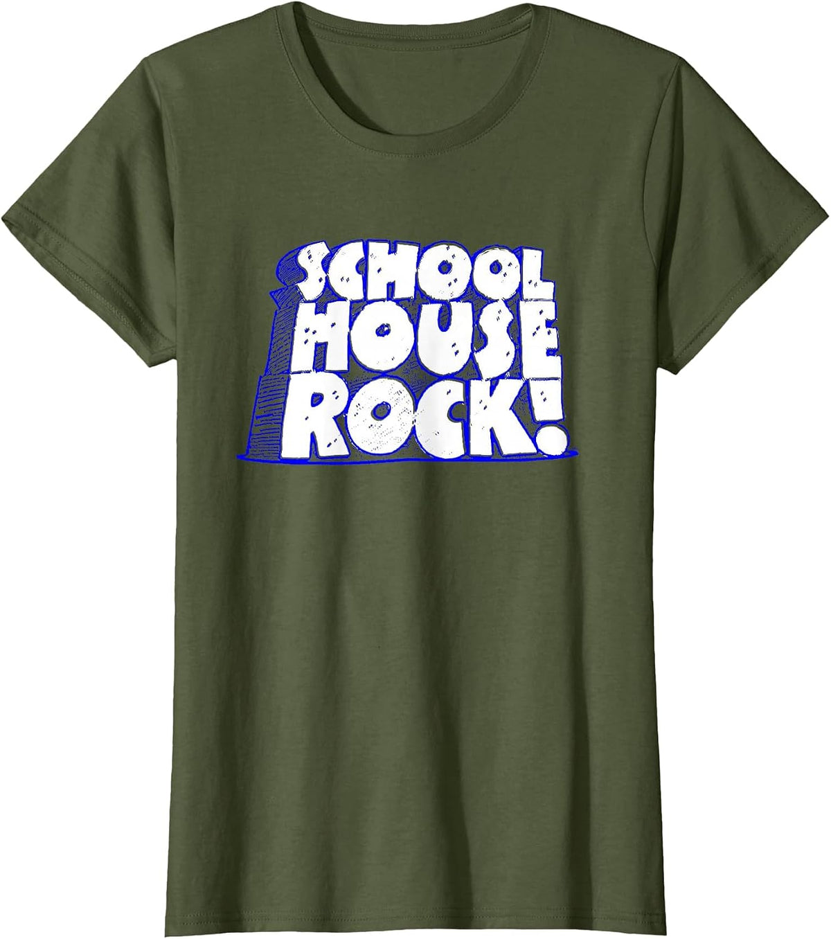 Schoolhouse Rock Reverse Logo Classic Educational Cartoon T-Shirt - Olive Green