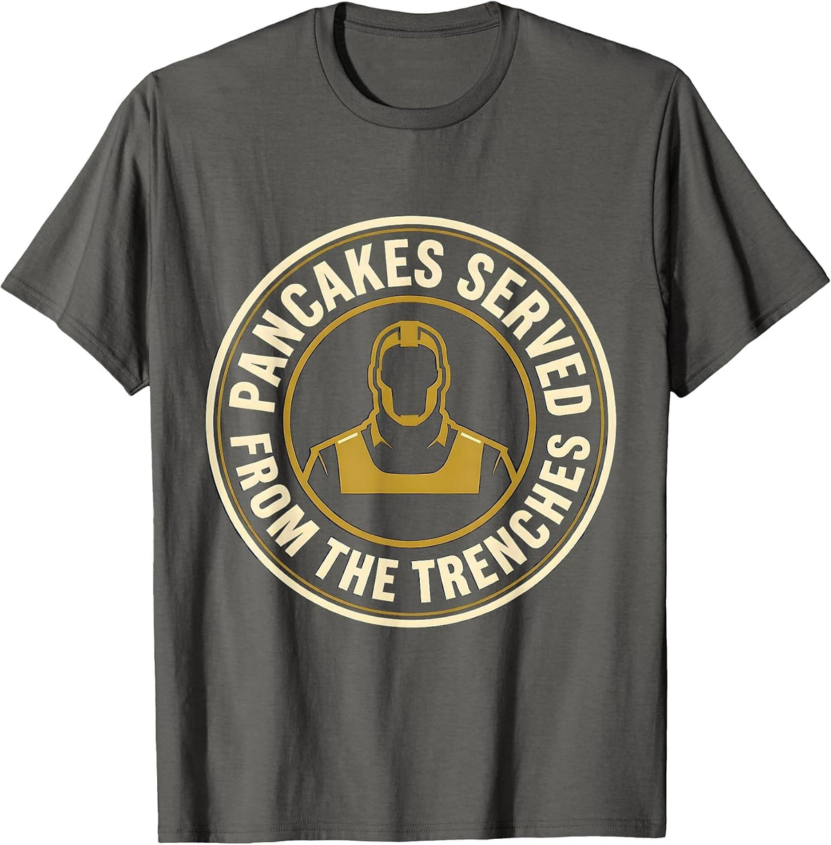 Men's Pancakes Served From The Trenches Funny Football Lineman T-Shirt - Asphalt Grey