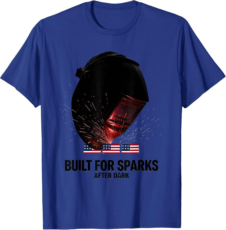 Built For Sparks After Dark Patriotic Oilfield Worker T-Shirt - Royal Blue