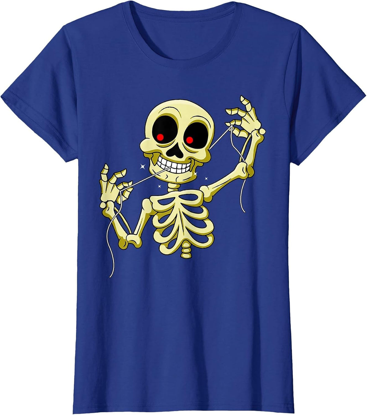 Funny flossing Skeleton Tshirt Meme Pun Dentist T-Shirt - Royal Blue
