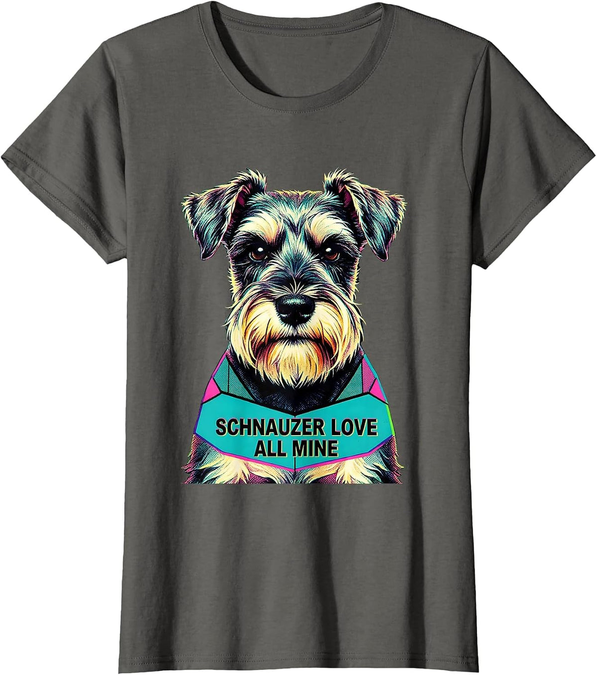 Women's Schnauzer Love All Mine Funny Miniature Schnauzer Lover T-Shirt - Asphalt Grey