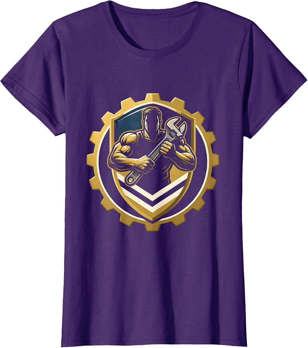 Women's Rugged Mechanic Wrench Graphic Tee T-Shirt - Purple