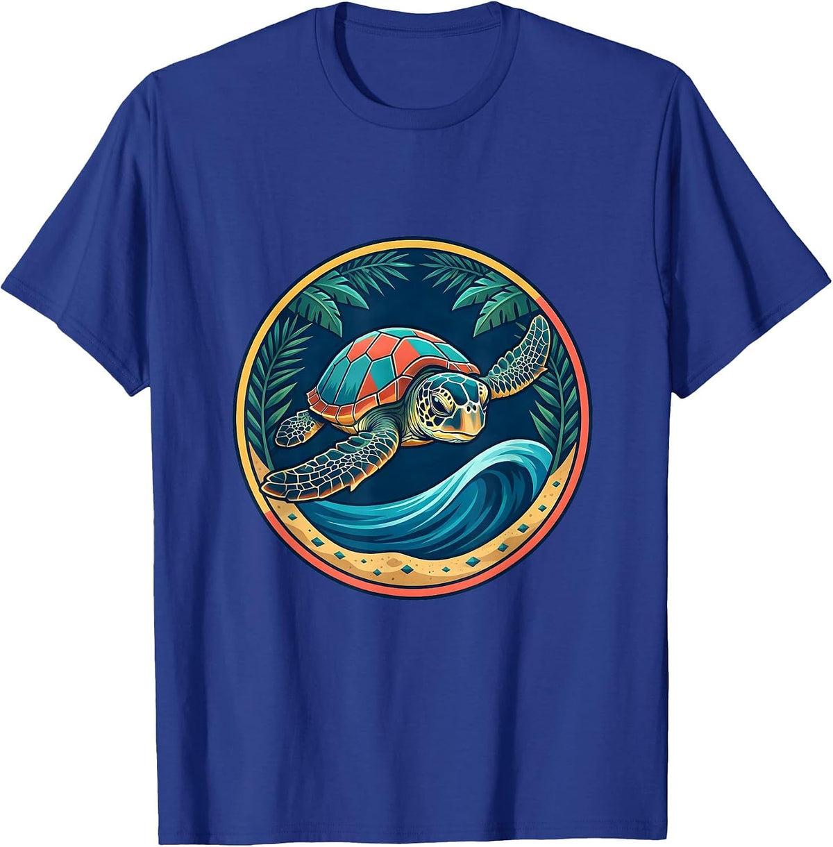 Men's Sea Turtle Hatchling Racing to the Ocean T-Shirt - Royal Blue