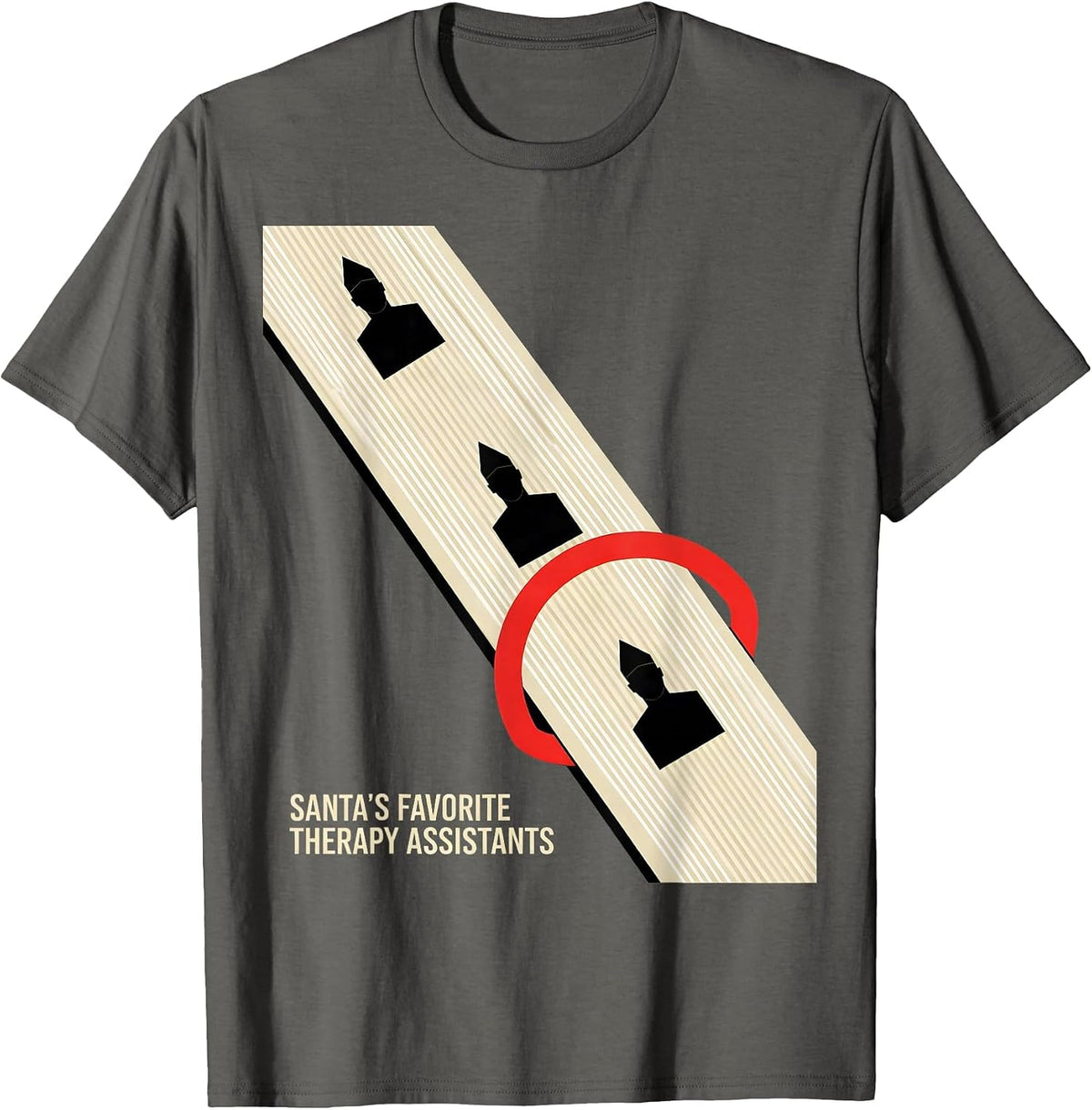 Men's Santa's Favorite Therapy Assistants Funny Physical Therapy T-Shirt - Asphalt Grey