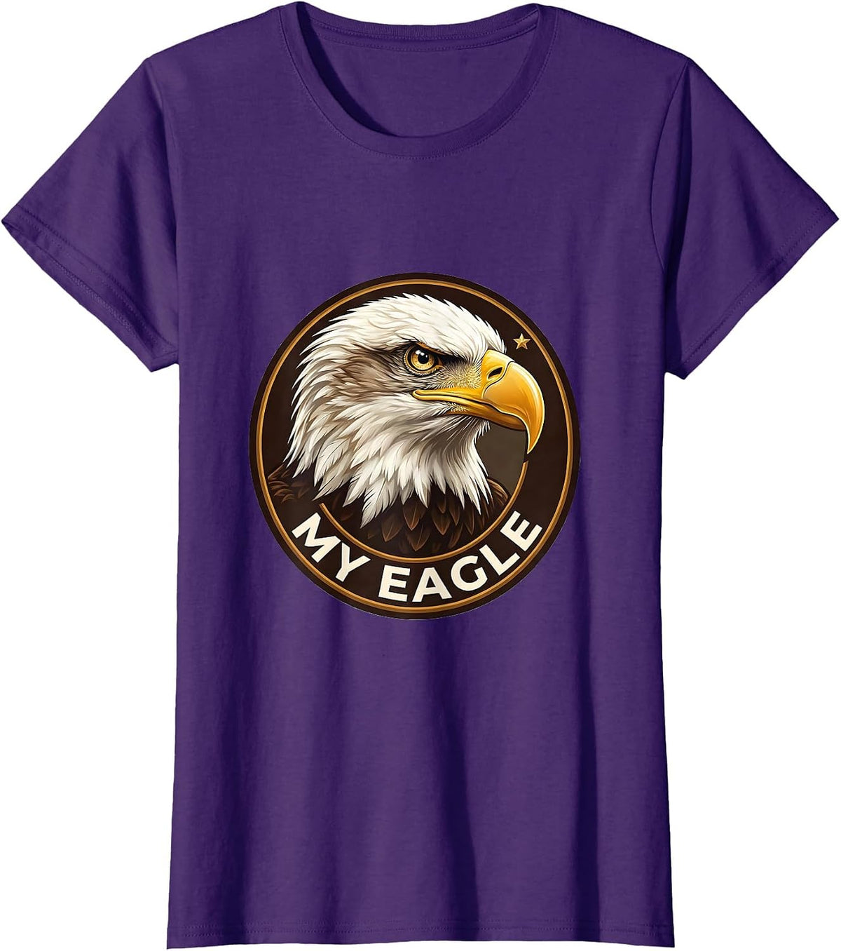 Women's My Eagle Bald Eagle Mascot Fan Pride Family Humor T-Shirt - Purple