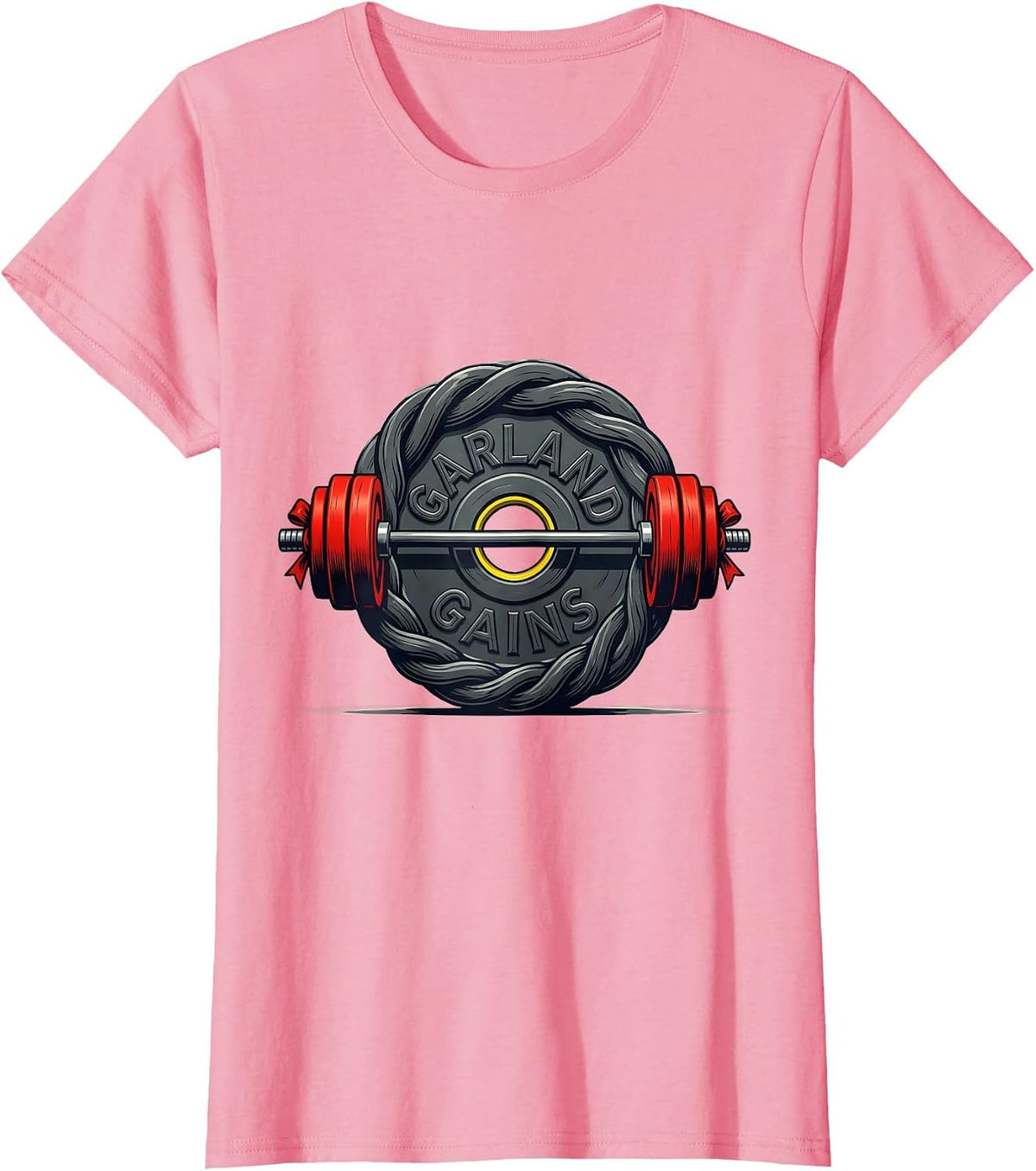 Women's Garland Gains Funny Christmas Gym Weightlifting Fitness T-Shirt - Pink