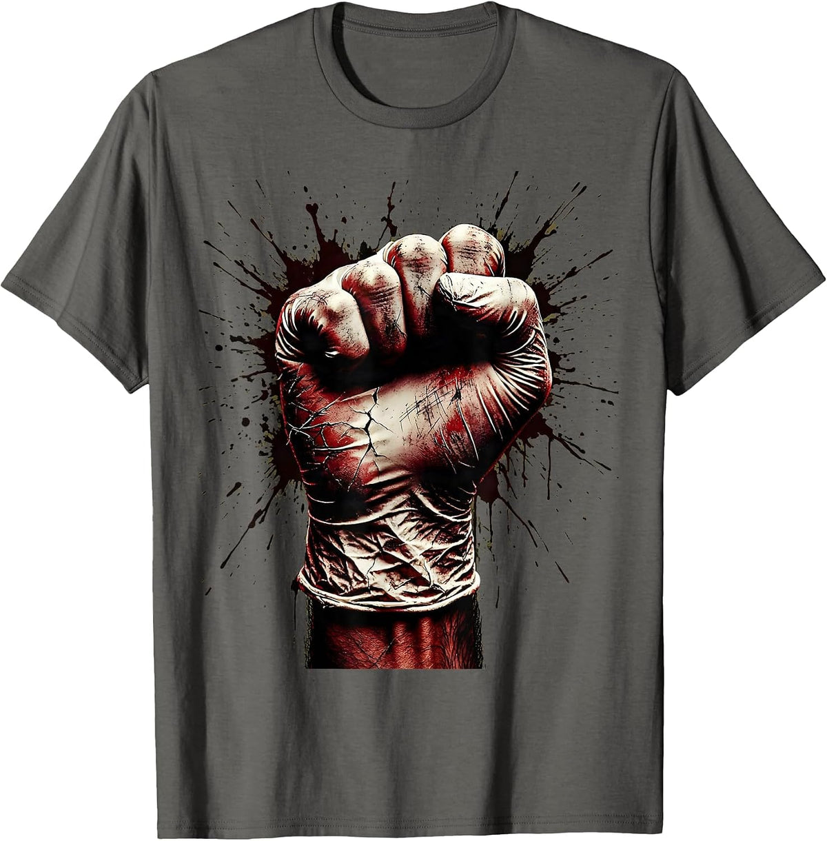 Surgeon Fist Pump Bloody Gloves Victory Graphic T-Shirt - Asphalt Grey