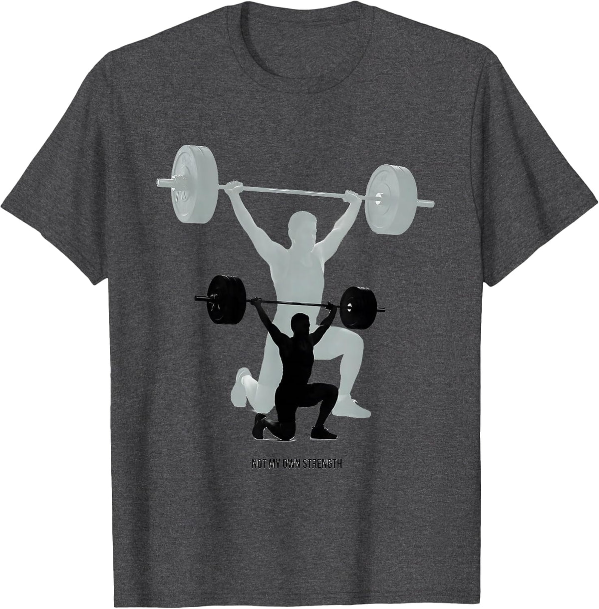 Men's Not My Own Strength Faith Fitness Gym Christian Lifter T-Shirt - Dark Heather Grey