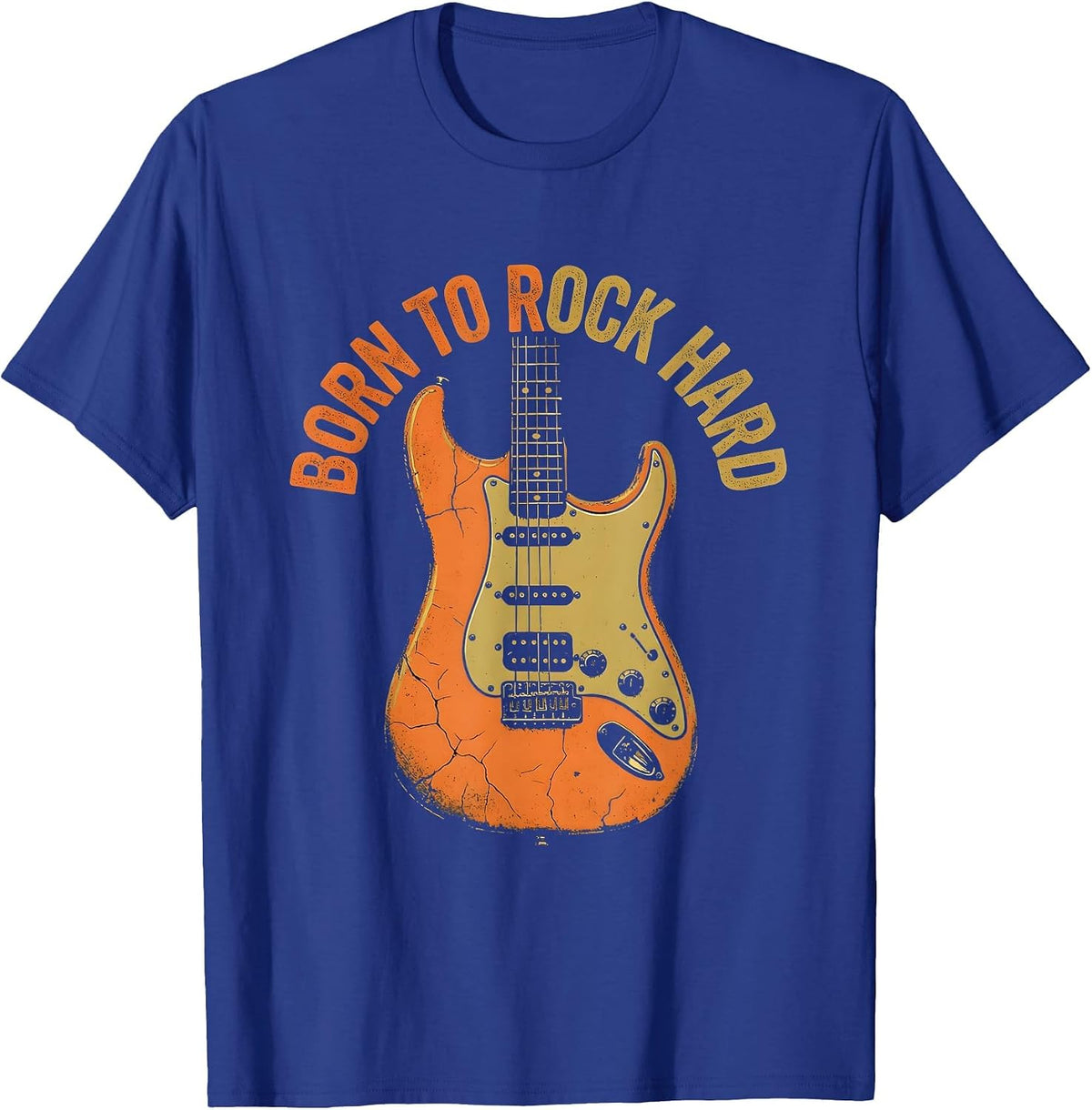 Born to Rock Hard Vintage Band Graphic Design T-Shirt - Royal Blue