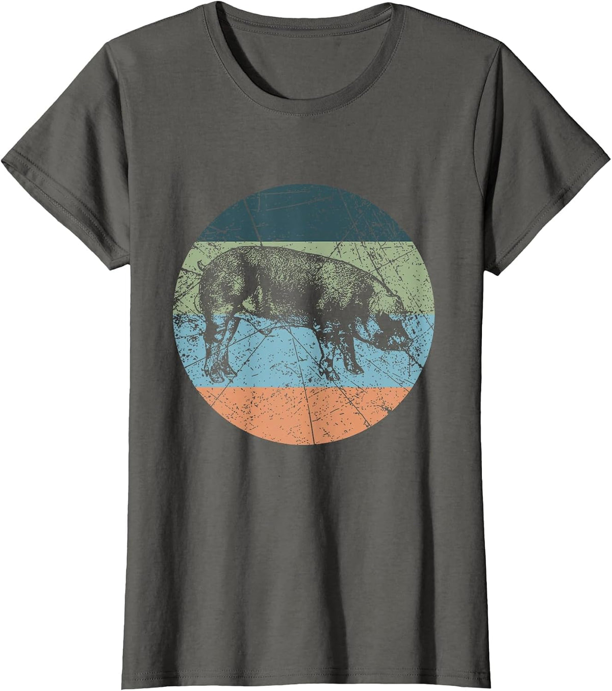 Retro Pig Silhouette - Farmer Vintage Duroc T-Shirt - Asphalt Grey