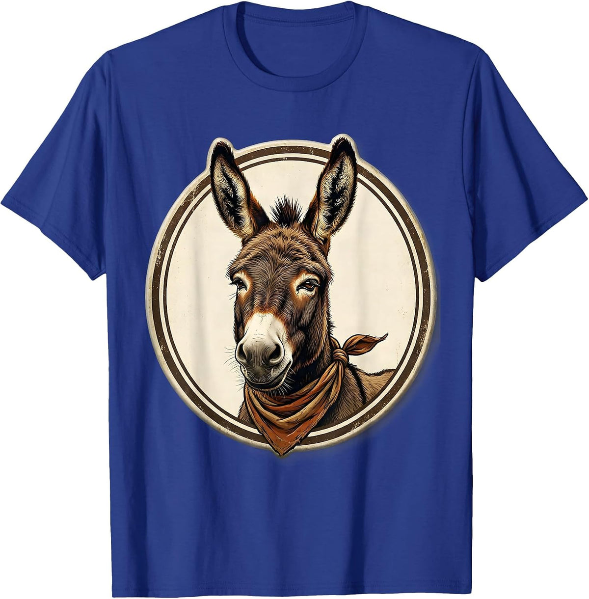 Men's Sealed Donkey Portrait Vintage Animal Lover Halloween Humor T-Shirt - Royal Blue