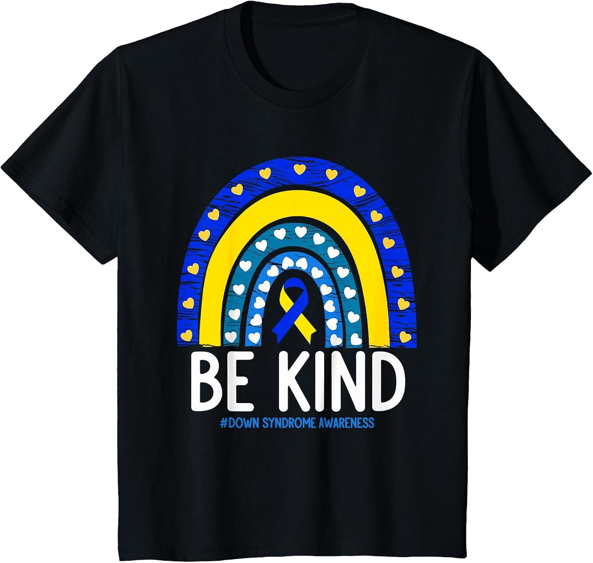 Be Kind Down Syndrome Awareness Rainbow T-Shirt - Black