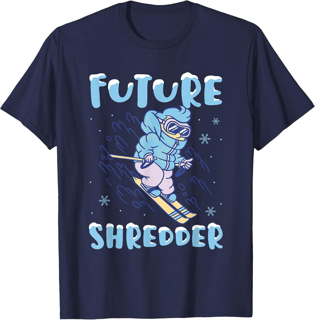 Skiing Outfit Ski Nordic Skier Skiing Future Shredder Kids T-Shirt - Navy Blue