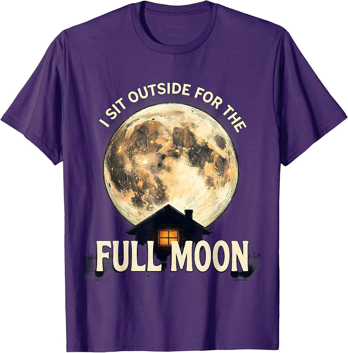Men's I Sit Outside For The Full Moon Astronomy Celestial Lover T-Shirt - Purple