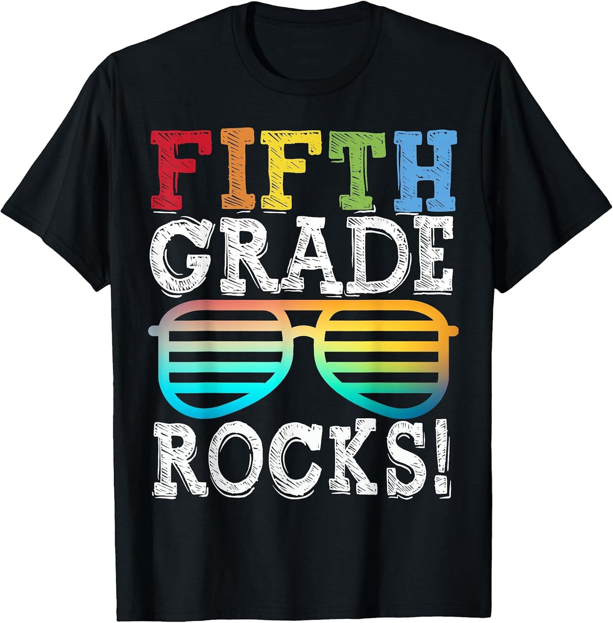 5th Grade Rocks Fifth Grade Squad Back to School Teacher T-Shirt - Black