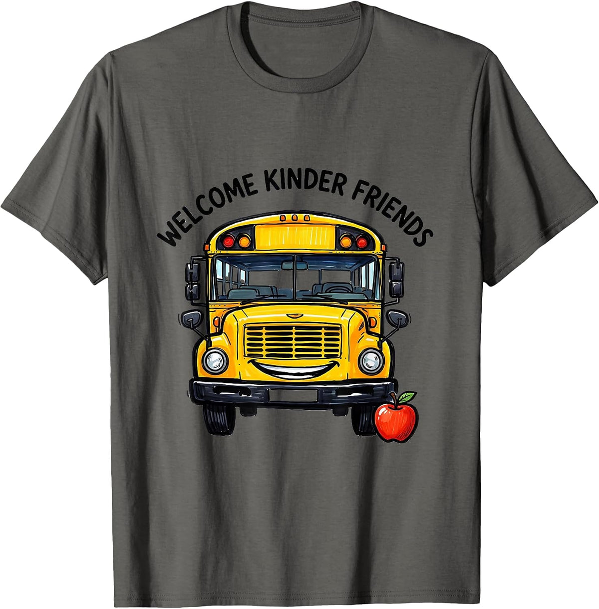 Welcome Kinder Friends Funny Preschool Teacher Back T-Shirt - Asphalt Grey