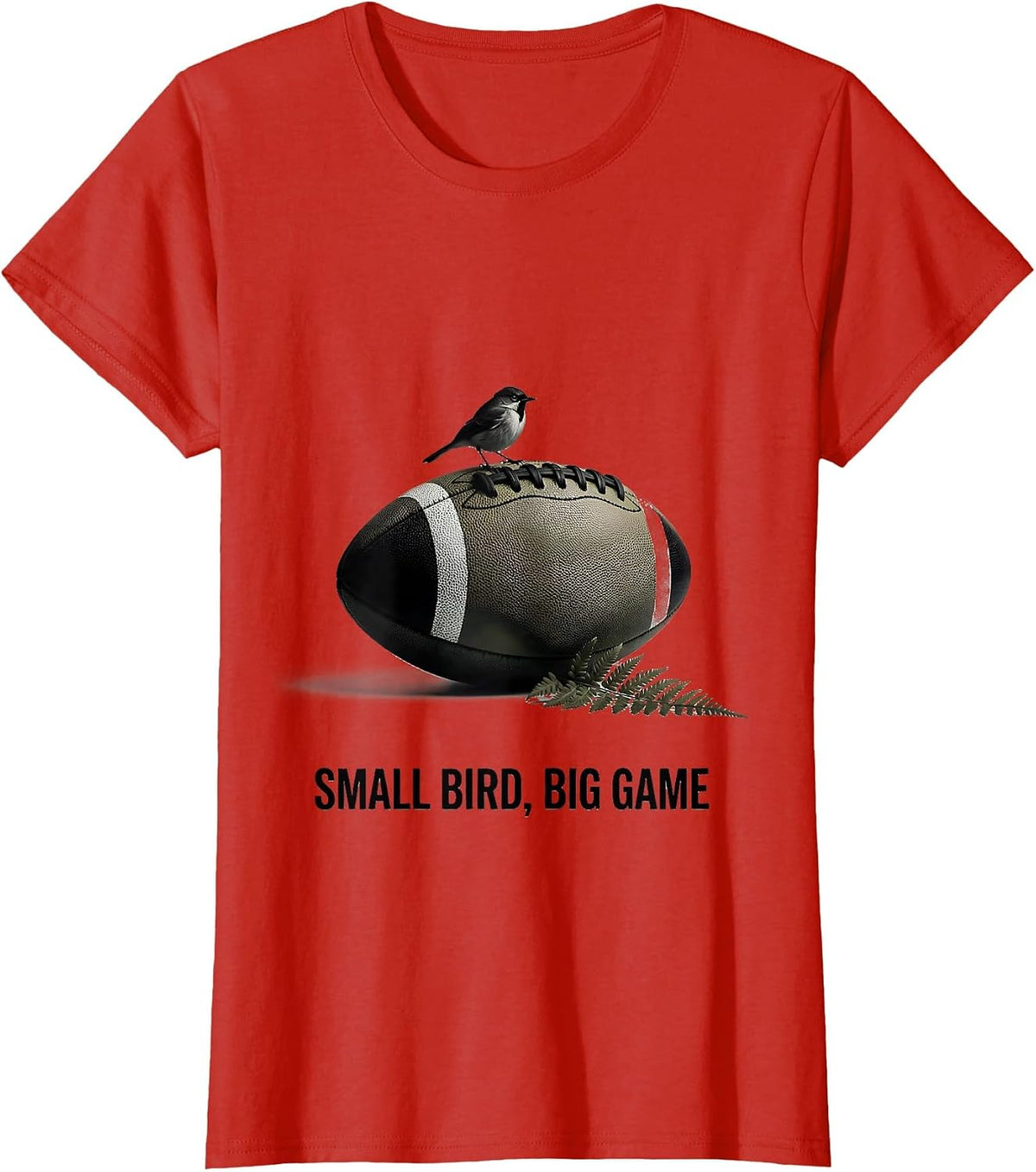 Small Bird Big Game Rugby Fan New Zealand Fern Pride T-Shirt - Red