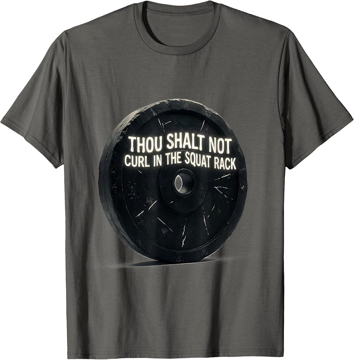 Thou Shalt Not Curl In The Squat Rack Funny Gym Christian T-Shirt - Asphalt Grey
