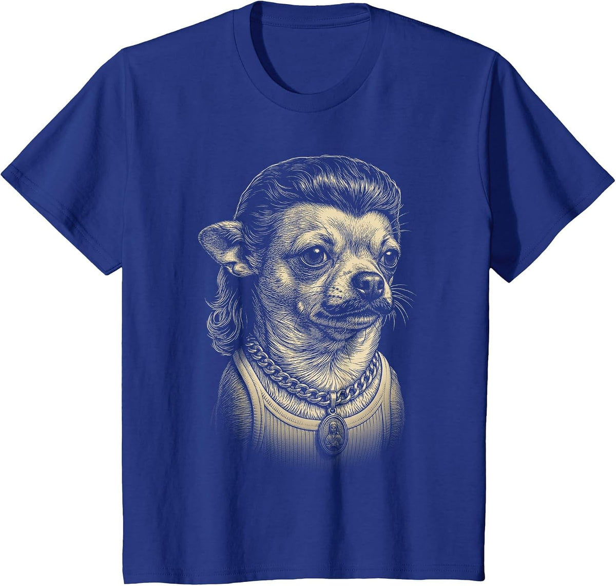 Mullet Chihuahua 80s Vintage Funny Chihuahua Dog Meme T-Shirt - Royal Blue