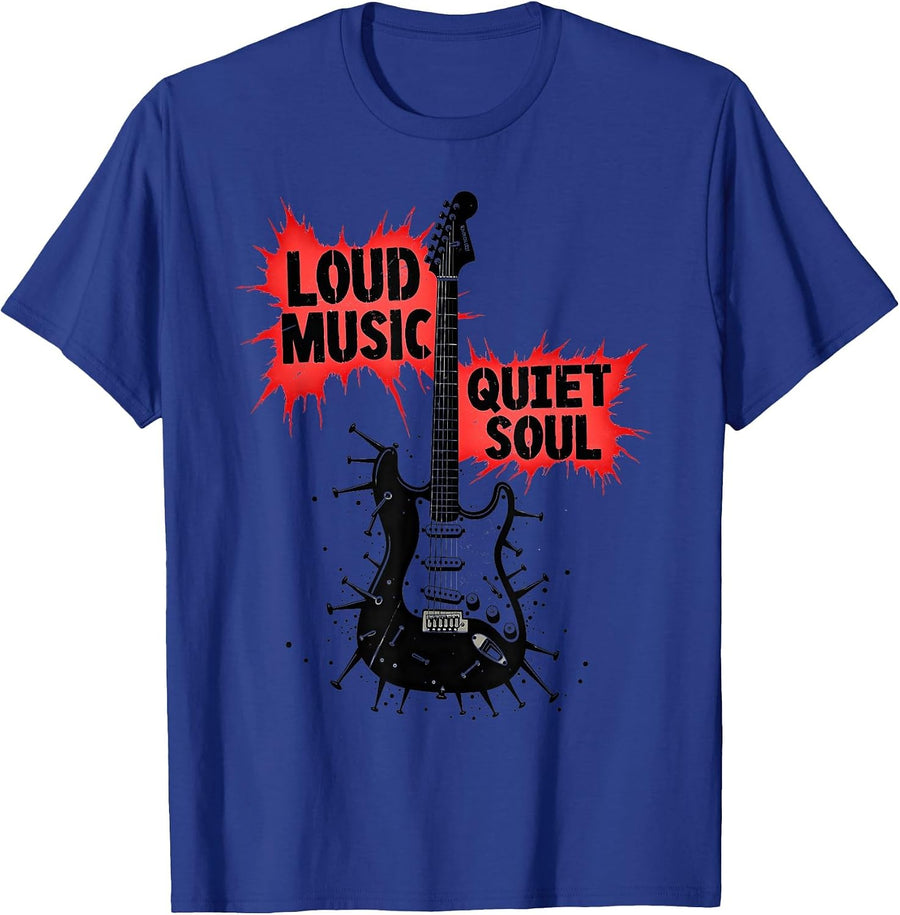 Loud Music Quiet Soul Grunge Music Design T-Shirt - Royal Blue
