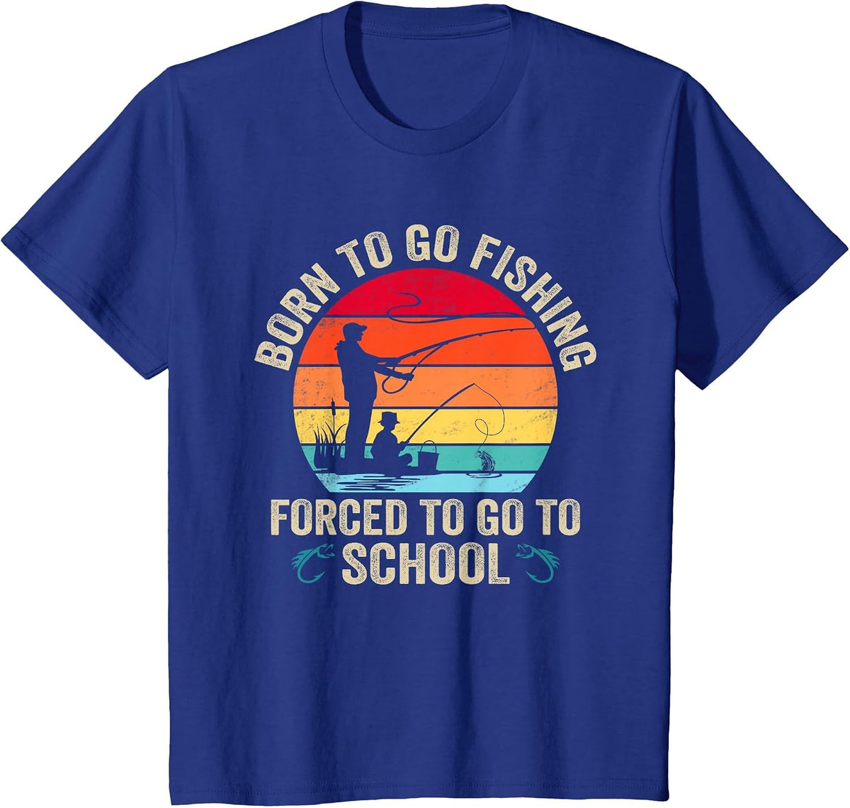 Funny Born to Go Fishing Bass Fish Fisherman Mens Boys T-Shirt - Royal Blue