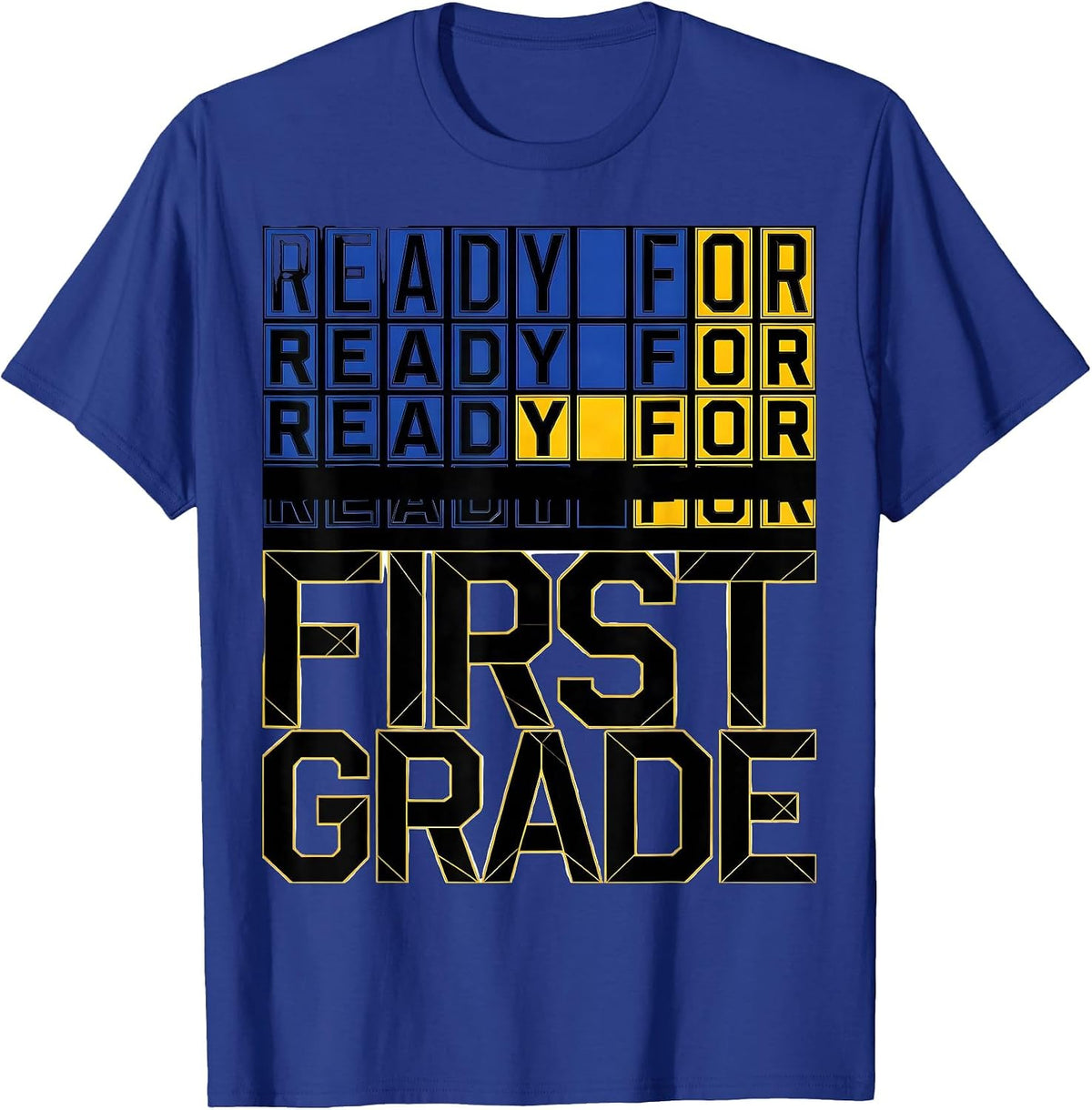 Men's Ready For First Grade Geometric Preppy First Grade Girl Back T-Shirt - Royal Blue