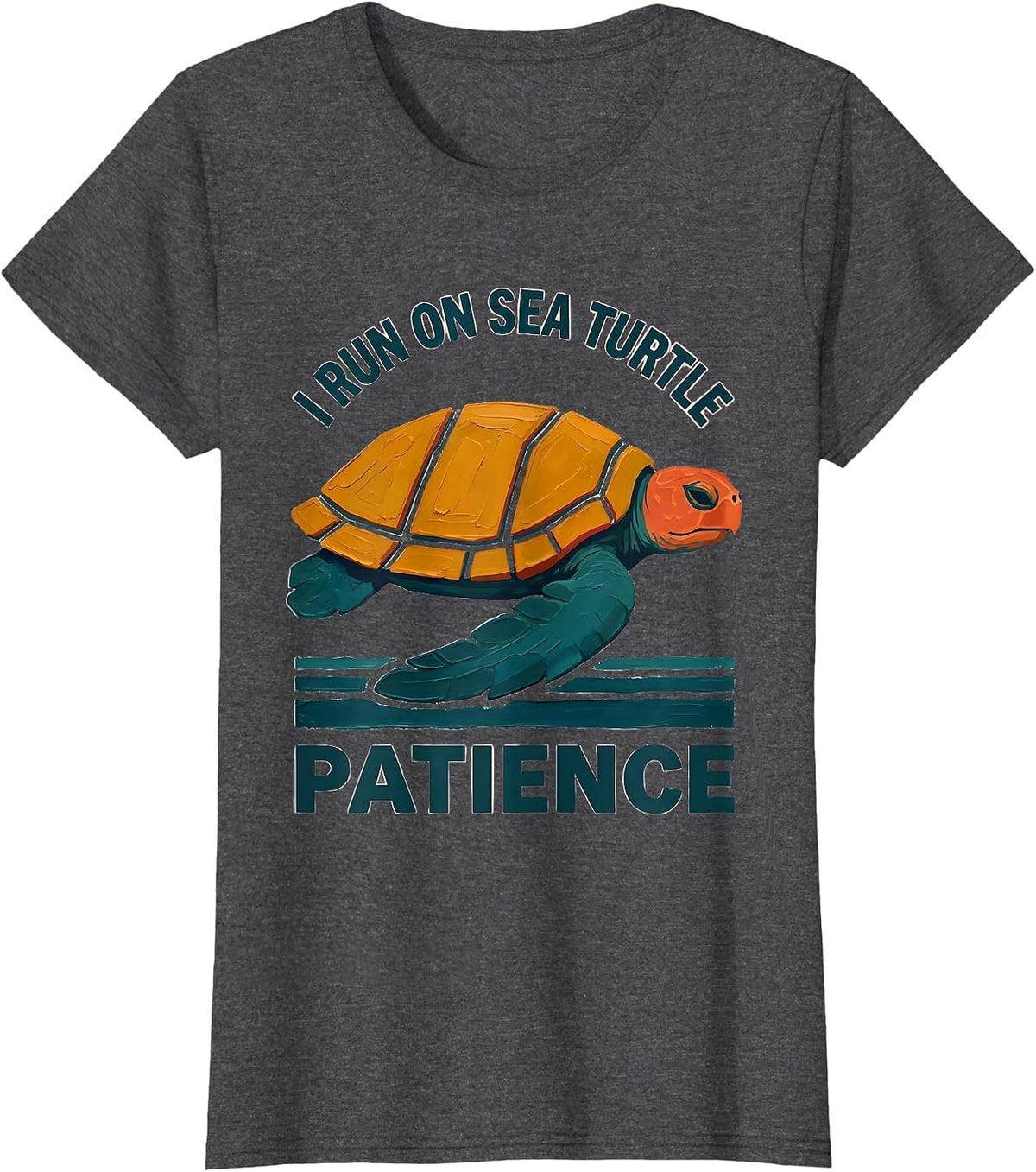 Women's I Run On Sea Turtle Patience Funny Sea Turtle Lover Vacation T-Shirt - Dark Heather Grey