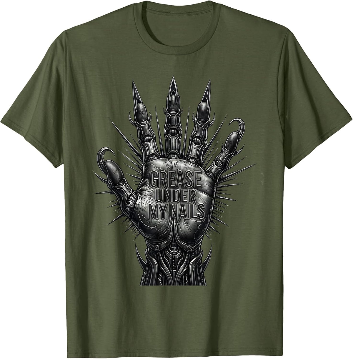 Men's Grease Under My Nails Blue Collar Pride Design T-Shirt - Olive Green