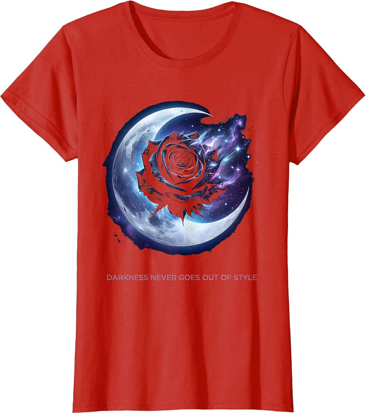 Darkness Never Goes Out of Style Goth Design T-Shirt - Red
