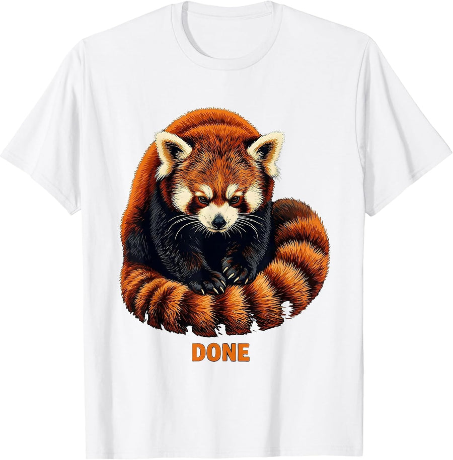 Men's Done Retro Stencil Red Panda Lover Animal Enthusiast Gift T-Shirt - White