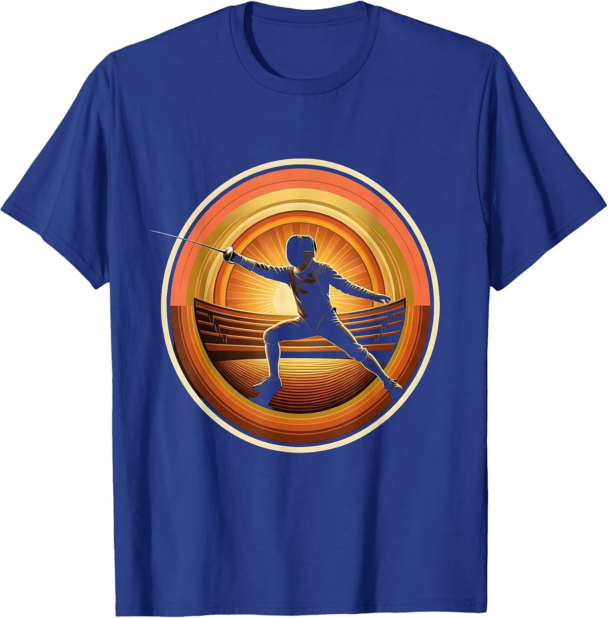 Fencing Lunge Graphic - Fencer with Extended Blade T-Shirt - Royal Blue