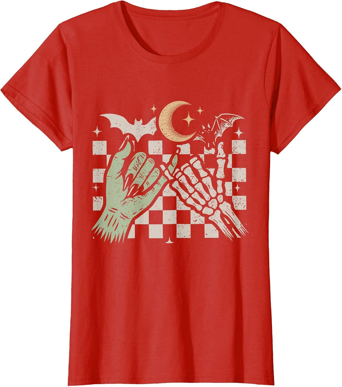Pinky Promise Skeleton Bat Spooky Season Halloween Vibes T-Shirt - Red