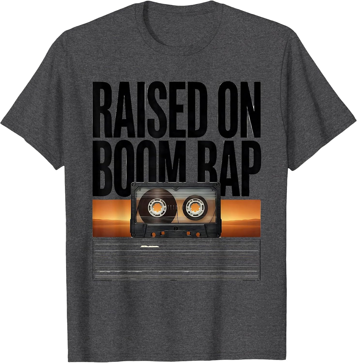 Raised On Boom Bap Old School Hip Hop Retro 80s 90s Gifts T-Shirt - Dark Heather Grey