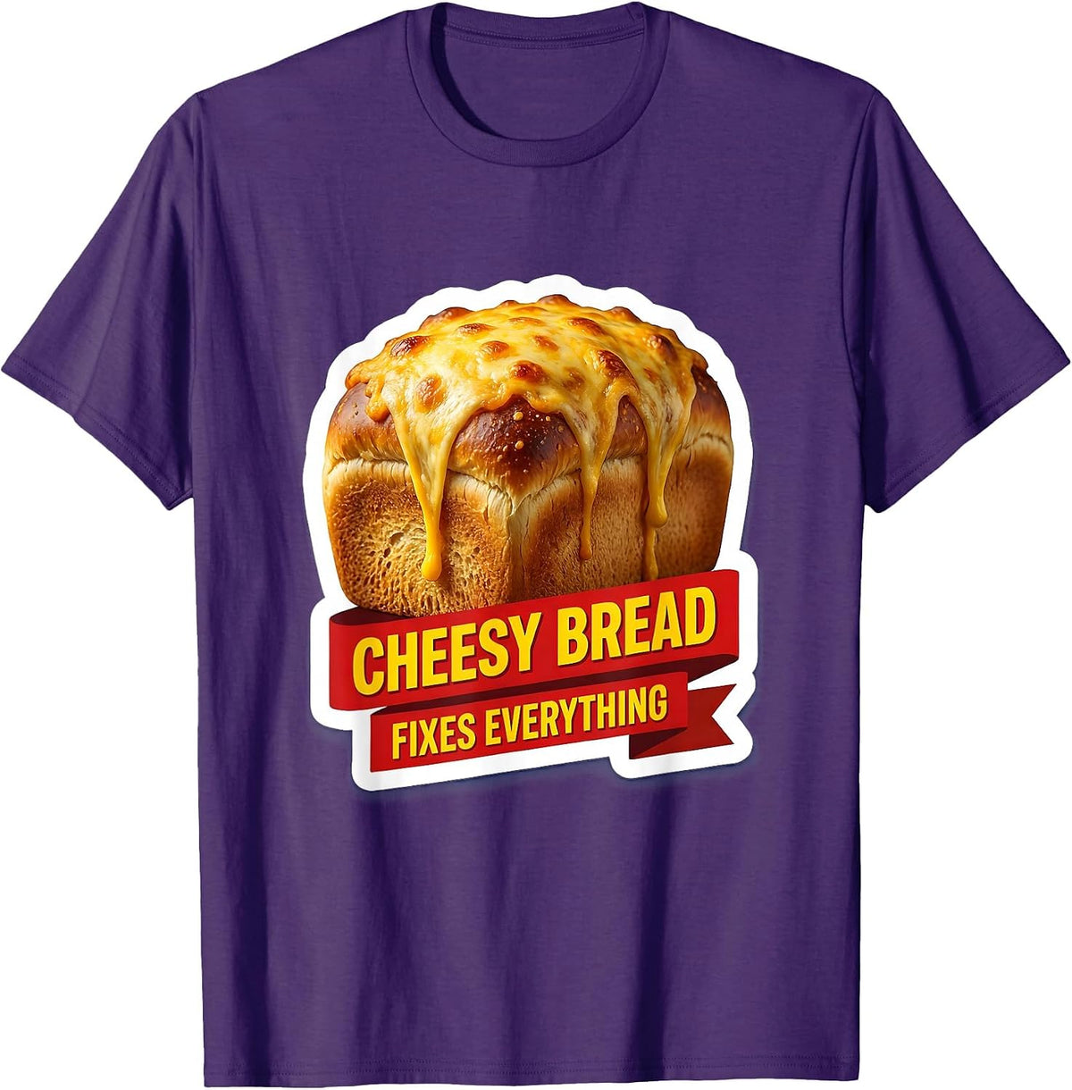 Cheesy Bread Fixes Everything Food Lover Design T-Shirt - Purple