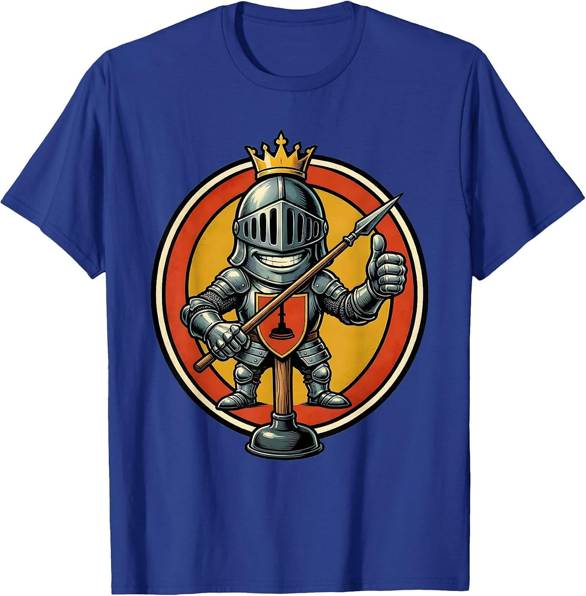Men's Toilet Plunger Knight Funny Novelty Graphic T-Shirt - Royal Blue