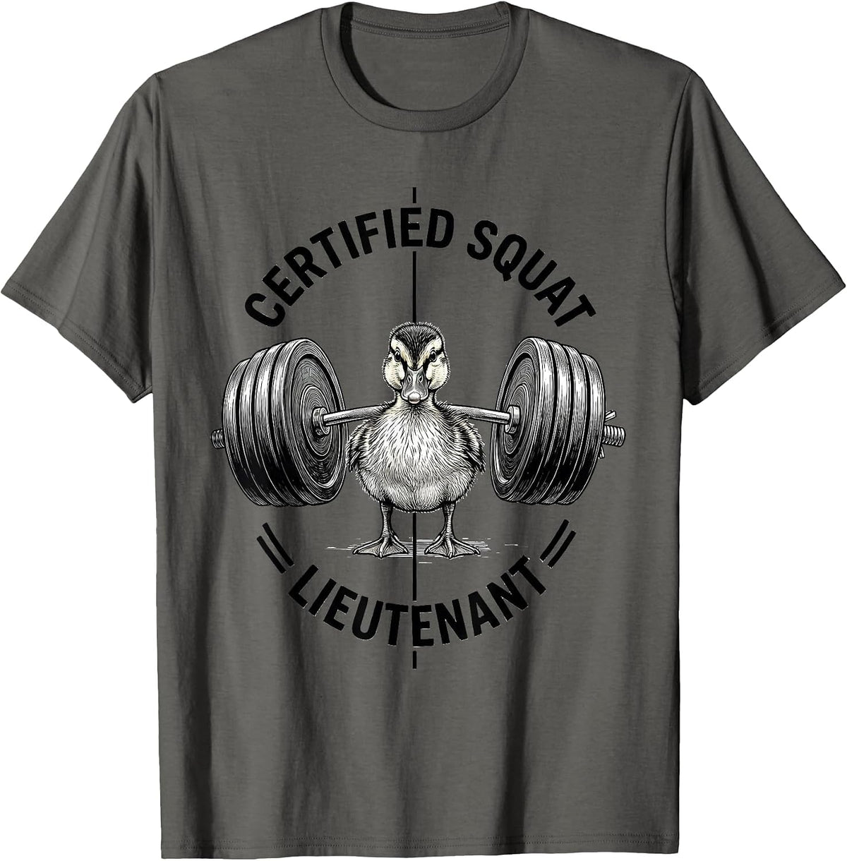 Men's Certified Squat Lieutenant Funny Animal Weightlifting Gym T-Shirt - Asphalt Grey