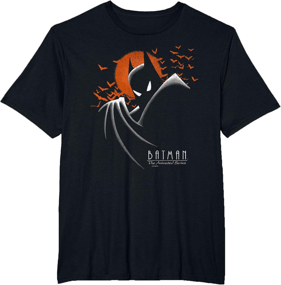 Batman Animated Series Halloween Caped Crusader Silhouette T-Shirt - Black