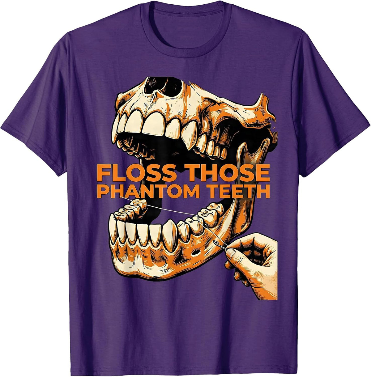 Floss Those Phantom Teeth Funny Dental Hygienist Halloween T-Shirt - Purple